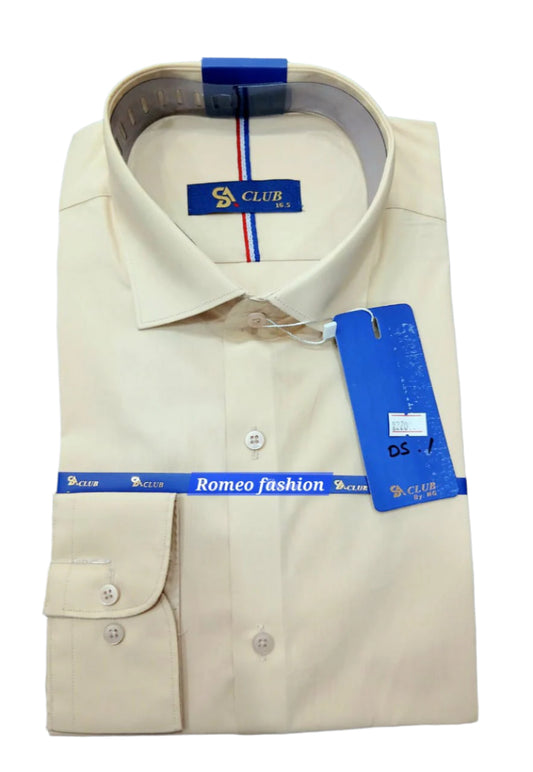 Light Yellow Plain Formal Men Shirt DS-1